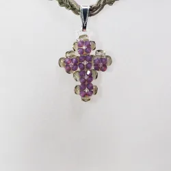 Pendant 30cm - Trevina-Khaki Braid - Pendant 30cm - Laiton argenté